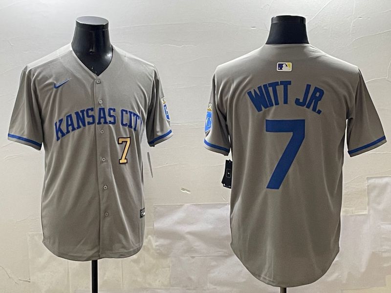 Men Kansas City Royals #7 Witt jr Grey Game 2025 Nike MLB Jersey style 3163
